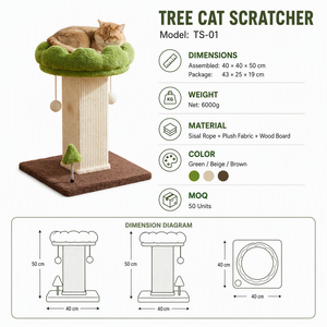 <span class=keywords><strong>Tiragraffi</strong></span> per Gatti a Forma di <span class=keywords><strong>Albero</strong></span> con Cuccia a Baldacchino, Palo in Sisal, Giocattolo a Molla, Base in Peluche e Tavola in Legno per Gatti da Interno - Product Image 3