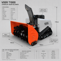 Souffleuse à neige électrique télécommandée VOER T1000, moteur Loncin 15HP, largeur de déblaiement 100cm, machine industrielle de déneigement