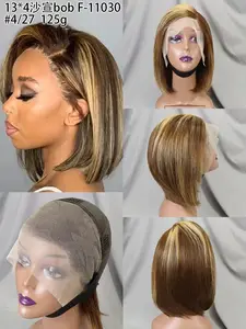 Letsfly Großhandelsaktion günstige Farbe 13 × 4 Spitzen-Frontal-Bob-Perücken 100 % rohes brasilianisches menschliches Haar kostenloser Versand