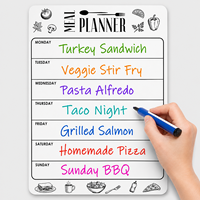 Planificateur de repas magnétique effaçable à sec pour réfrigérateur A4 (8,5x12 pouces) Tableau de menu hebdomadaire en papier Tableau blanc magnétique pour réfrigérateur