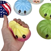 Jouets anti-stress en mousse PU - Jouets à presser en forme de boulette et de Bao à visage souriant avec kit de vapeur
