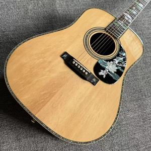 Guitare acoustique 4/4 entièrement solide avec incrustation Lotus, touche Grue Mythique, 20 frettes, sans égaliseur, finition brillante, 6 cordes en acier - Product Image 4
