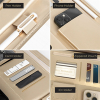 Porte-documents multifonctionnel en cuir PU format A4, porte-cartes, organisateur de documents professionnels magnétique, sac