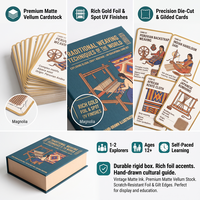Cartes de technique de tissage traditionnel imprimées sur mesure en gros, kit éducatif de fabrication textile OEM mondial avec boîte de style livre