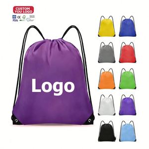Custom Logo Waterproof Polyester 210D 420D <b>Drawstring</b> <b>Backpack</b> Bag for Gym Sport Bag - Product Image 1