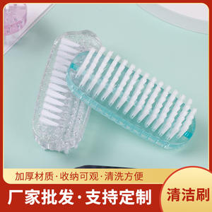 Brosses multifonctionnelles pour le nettoyage des ongles et la pose de poudre, en gros d'usine, ensembles de brosses à ongles portables en plastique à poils plats double face - Product Image 4