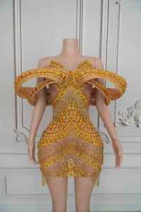 Vestidos Cortos de Fiesta de Lujo con Cuentas de Cristal, Borlas en los Hombros en 3D, Cuello en V, Vestidos Mini de Noche para Mujer, Sensuales - Product Image 3