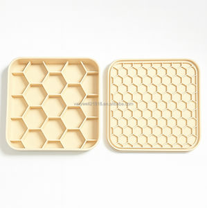 2025 novo design geometria salpicado efeito quadrado silicone cão lento alimentador tigela - Product Image 6