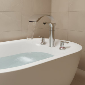 Grifo de bañera romano de 3 orificios con cascada, montaje en cubierta, aleación de zinc, control de agua fría y caliente para lavado y baño de mascotas - Product Image 2