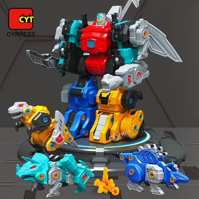 4 in 1 Transform Dinosaur Toy Screwing Robot Car Deformation Toy for Kids