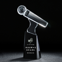 Offre Spéciale Nouveauté 2026 Trophée Microphone en Verre Cristal pour Prix de Chant et de Musique
