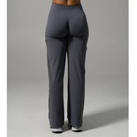 Leggings de sport taille mi-haute pour femme avec logo personnalisé, effet froncé fessier dissimulé, sans couture avant, coupe large, pour le yoga et le fitness