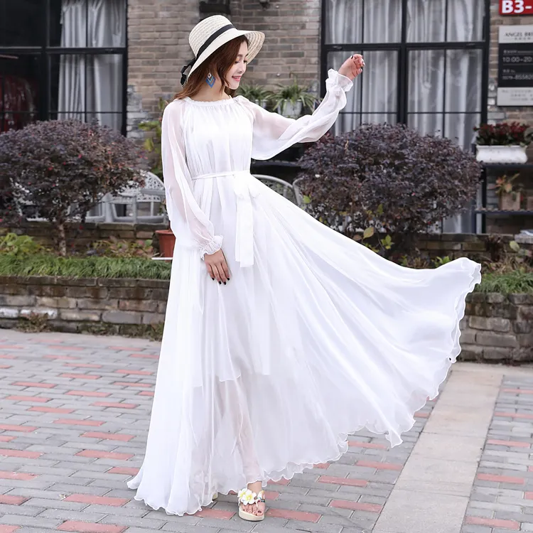 2020 Hot Sale Wholesale女性最新の花嫁介添人ドレスFormalボヘミアBeach Wedding Guest Party Sundress HawaiiロングドレスWhite