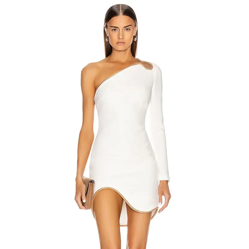 High Quality One Shoulder White Woman Clothes 2020 Trending Night Wear Sexy Cute Dresses for Women