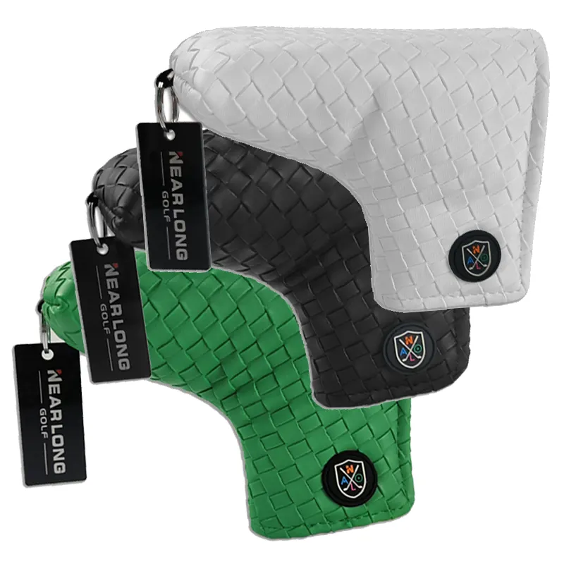 Vente en gros de couvre-chef de golf en cuir PU à motif tissé personnalisé couvre-chef de golf couvre-chef de club de golf