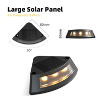 Lampes solaires étanches à 3LED pour escaliers de terrasse avec capteur automatique, éclairage de marches extérieures pour le jardin, le parc, la pelouse et le paysage.