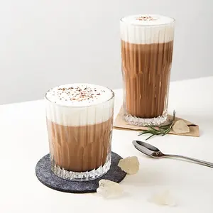 Tazze di vetro da caffè impilabili in vetro striscia semplice trasparente Cocktail Bar bevande Soda succo di acqua tazze tazza bicchieri bicchieri