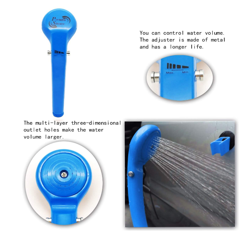 Kit Douche de Camping Rechargeable, Pompe de Douche Portable avec