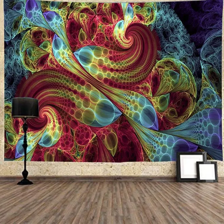 Dekorasi seni dinamis terang warna-warni seri Hippie karya seni pemeriksaan piknik tikar Yoga 3D Digital cetak Poster selimut permadani
