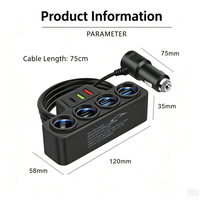 Adaptateur allume-cigare de voiture 120W 12/24V, répartiteur 1 vers 4 prises, charge rapide QC3.0 PD, multi-ports