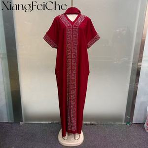 2026 New Fashionable <strong>Kaftan</strong> V-neck Hot Diamond Daily Casual African Ankara <strong>Summer</strong> Women's Boubou Elegant Dress - Product Image 5