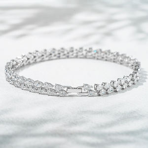 5.5ctw梨实验室钻石DEF VVS实验室创造的钻石双层6.5英寸14k白色纯金实验室钻石网球手镯 - Product Image 3