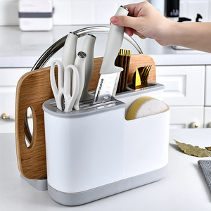 Support à couteaux multifonctionnel avec planche à découper intégrée, organisateur de rangement de cuisine sur pied, taille moyenne - Product Image 3