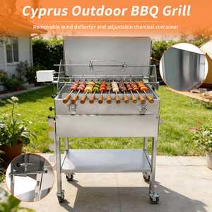 Grill rotatif automatique en acier inoxydable avec pare-vent et plateau <span class=keywords><strong>de</strong></span> cuisson réglable pour barbecue - Product Image 3