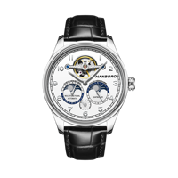 Montre mécanique automatique de luxe HANBORO pour homme, boîtier en acier inoxydable, haute qualité, étanche 5 ATM, luminescente, double hémisphère