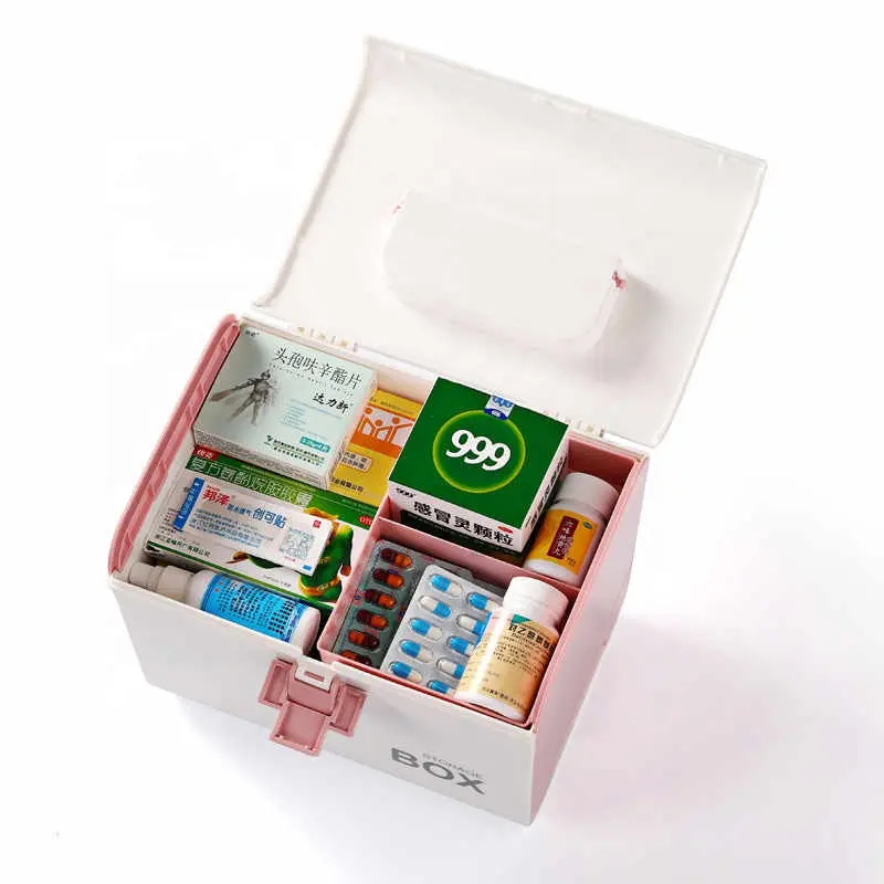Primeros Auxilios Kit de caja de medicina Multi-capa de almacenamiento organizador portátil recipiente de plástico de gran capacidad de la medicina en el pecho