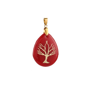 Muti Design Natural Gemstone Teardrop Pendants with PVD Gold Tree of Life | DIY Jewelry Making Supplies for Necklaces & <b>Bracelet</b> - Product Image 5