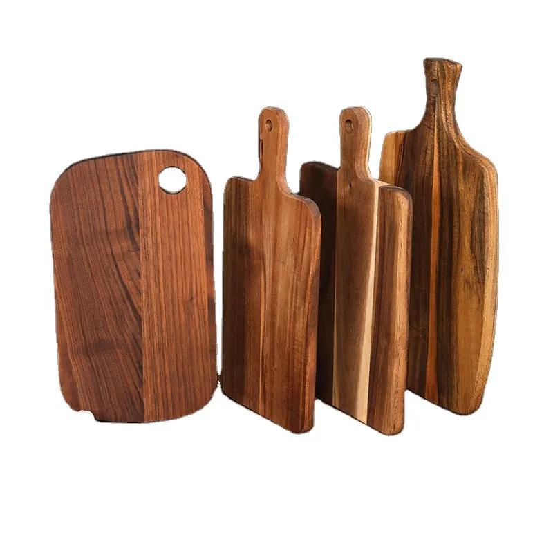 Legno di Acacia tagliere manico in legno tagliere tagliere tagliere per cucina rotondo vassoio di legno per il cibo