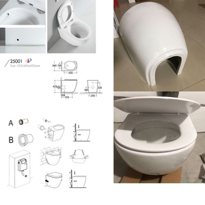 Articles sanitaires pour salle de bain, Siphon en P en céramique, WC monobloc en céramique blanc, Ensemble WC vertical pour femmes, WC à la turque - Product Image 3