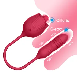 ALWUP Vibrator 2IN1 Vagina Teleskop Zunge leckende Klitoris Vibrator Stimulation Nippel und Klitoris Sexspielzeug