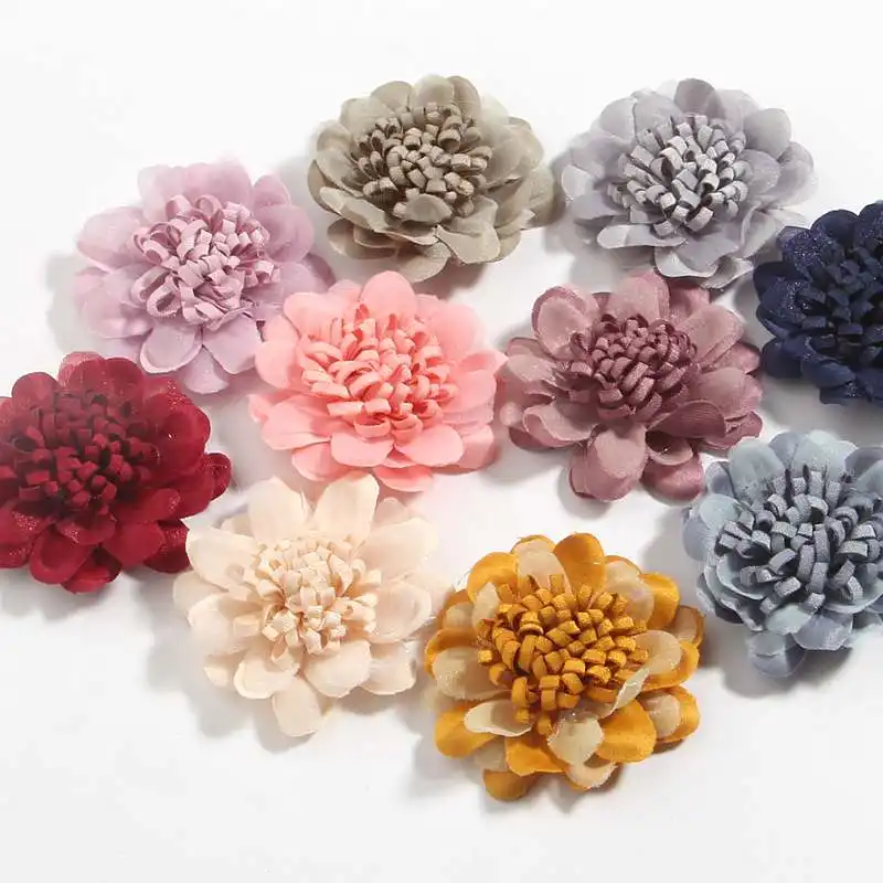 4.2cm 1.7inch Mini Stamen Chiffon Fabric Artificial Flowers for DIY Hair Clip Necklace Wedding brooch Clothing Hats