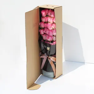 Rigid 3/5 layer corrugated flower shipping carton box corrugated paper box for fresh flower bouquet rose florist transportation