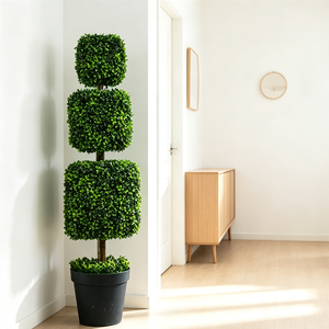 Albero di Bosso Artificiale a Tre Sfere in Vaso, Pianta a Tre Livelli per Decorazione di Ville, Giardini, Case, Esterni e Paesaggistica Commerciale OEM - Product Image 3