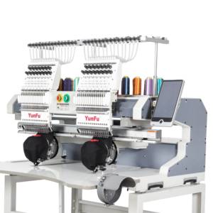Máquina de bordar automática de 2 cabezales, 15/12 agujas, para gorras, camisetas, prendas terminadas, calcetines planos, uso doméstico y comercial. - Product Image 1