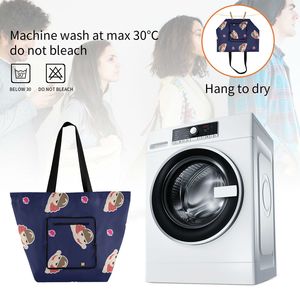 Custom Logo Polyester Folding Tote Shopping <b>Bag</b> with Inner Zipper Pocket — Reusable, <b>Foldable</b>, Large Capacity Shoulder Handbag - Product Image 6