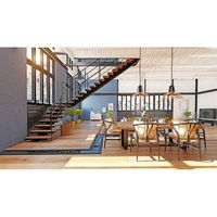 Escalier flottant cantilever sur mesure Prima China Factory, intérieur, minimaliste, marches en chêne, garde-corps en verre à montage latéral pour maison