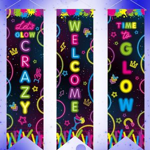 3 Pezzi Decorazioni per Feste Neon, Striscione 'Let's Glow', Insegna Decorativa per Veranda - Product Image 1