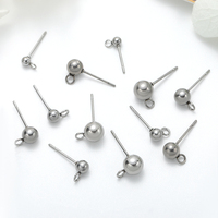 Boucles d'oreilles simples 3mm 4mm 5mm 6mm perle boucles d'oreilles avec boucle boucles d'oreilles boule en acier inoxydable goujons pour la fabrication de bijoux