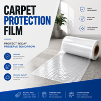 Rouleau de film de protection pour tapis en PE transparent et souple, largeur 60 cm, pour la couverture temporaire des sols nouvellement installés