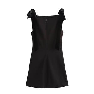 Abbigliamento donna autunno e inverno 2024 nuovo abito da donna retrò senza maniche con fiocco - Product Image 3