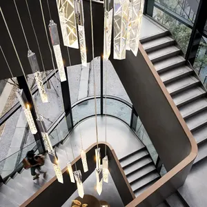 Роскошный домашний декор, современный декоративный светодиодный светильник, Потолочная люстра, Офисная винтовая лестница, освещение