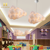 Lámpara colgante de escalera para sala de estar, candelabros flotantes de algodón y seda, accesorio de iluminación LED creativo cálido y romántico