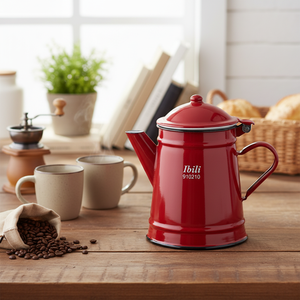 Caffettiera conica in smalto vetroso rosso 1 L (Ibili 910210) - Product Image 3