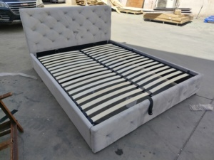 퀸 사이즈 플랫폼 침대 프레임 부드러운 패브릭 터프트 기능 나무 프레임 - Product Image 2