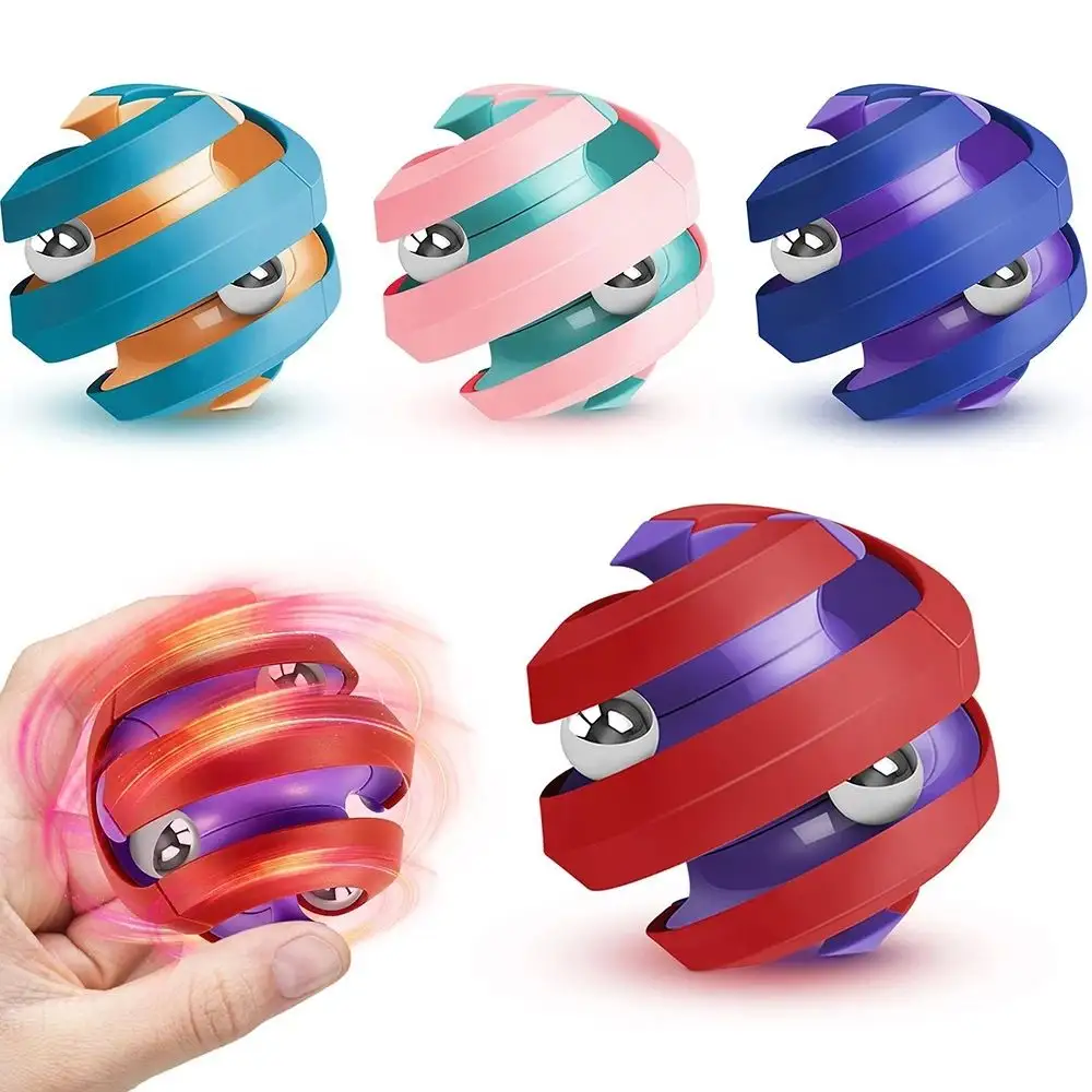 New Toys 2022 Novelty 3 4 Track Rotating Beads Spinning Ball Fingertip Cube Gyro Toys Orbit Bead Fidget Spinner Toys