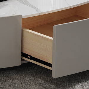 Table basse moderne simple pour salon avec panneau rock Table basse créative style crème en forme de noix de cajou ovale mangue - Product Image 4